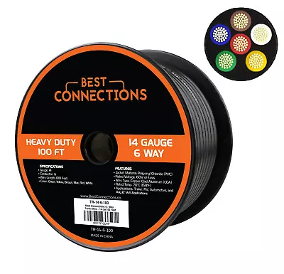 BEST CONNECTIONS 14 Gauge 6 Way Trailer Wire Durable Weatherproof Color-Coded • $34.04