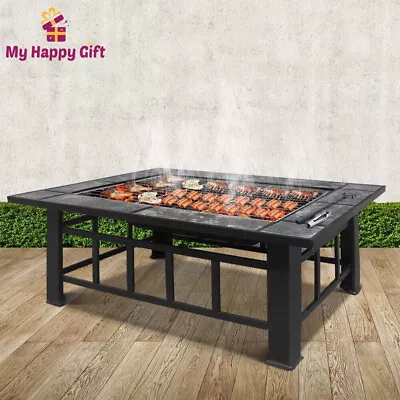 Fire Pit BBQ Grill Stove Table Ice Pits Patio Fireplace Heater 3 IN 1 • $139.32