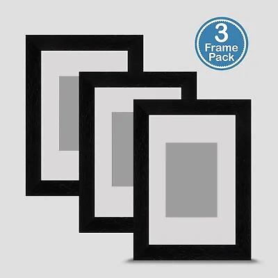 Black Photo Frame 6x4 X3 MULTI PACK Incl Grey Mount 3.5x2.5 ACEO Art Print • £20.50