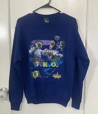 Vintage 90s Olympic TKO Boxing Navy Crewneck Sweatshirt Size Large • $44