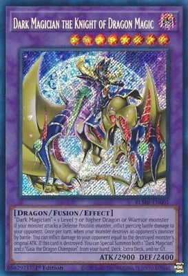 Yugioh DARK MAGICIAN THE KNIGHT OF DRAGON MAGIC BLMR-EN001  NM • $2.36