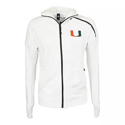 Miami Hurricanes NCAA Adidas Men's White  Z.N.E. Performance Zip Hoodie • $89.99