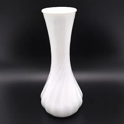 Vintage Hoosier White Milk Glass 6  Bud Vase Swirl #4054 • $12.50