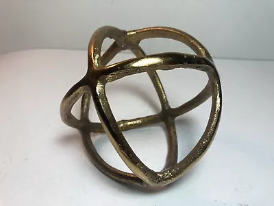 Gold Metal Aluminum Geometric Sphere Modernist Sculpture 5” Home Office • $9.99