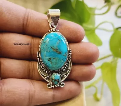 Mohave Turquoise Pendant  925 Sterling Silver Pendant Handmade Jewelry • $19.99