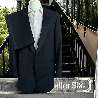 Vintage After Six 2 Piece Tuxedo Suit Mens 42L 34x29 Solid Black 1 Button • $111.10