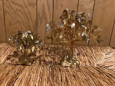 2 Vintage MCM Twisted Wire Golden Leaves Sculptured Trees • $38
