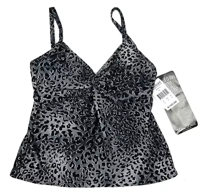 Miraclesuit Roswell Tankini Swimsuit Top Size 16 Leopard Print Kitty Galore NEW • $79.95