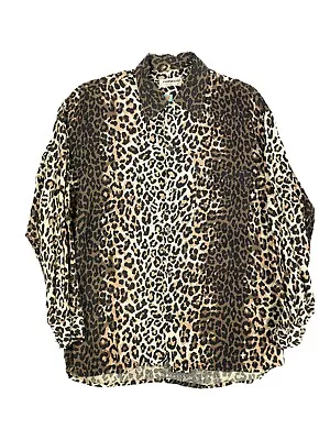 Vintage Men's 80s Leopard Print Shirt - MEDIUM - MVPS157 • £17.99