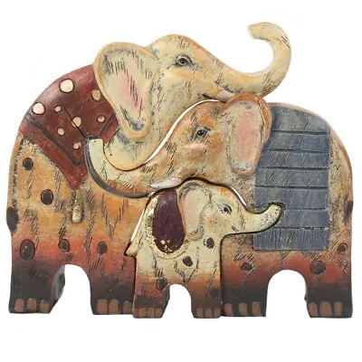 £9.95 • Buy  Cute Entwined Kissing Elephant Heart Statue /Animals Family Resin Ornaments
