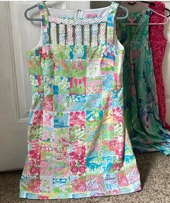 Lilly Pulitzer Womens Floral Dress Sz 6 Pink Green Blue USA State Print. • $29.99