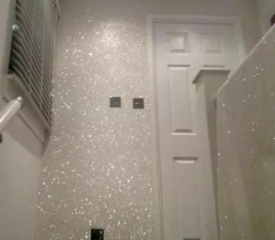 £15.99 • Buy Sparkly Sequin WHITE Glitter Wallpaper Fabric 60cm Width Sold Per Metre 