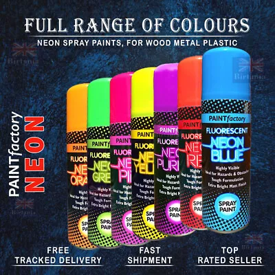 Fluorescent Bright Neon Spray Color Paint Aerosol DIY Matt Hi Vis - 400/200ml N4 • £6.79