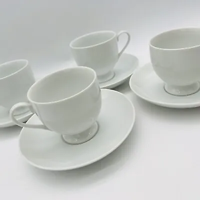 Mikasa Classic Flair White Cups And Saucers Calla Lily 8 Pieces K1991 • $29.02