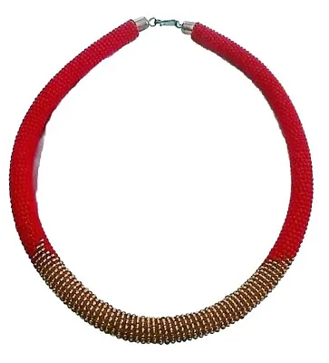 Maasai Kenya African Jewelry Rope Beaded Necklace-red And Other Color Beads  • $29.99