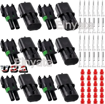 280Pcs 2 Pin Waterproof Automotive Electrical Wire Connector Terminals Plugs Kit • $14.91