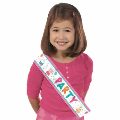 £4.50 • Buy Peppa Pig George Birthday Party Girl Fabric SASH - Confetti & Balloons Theme