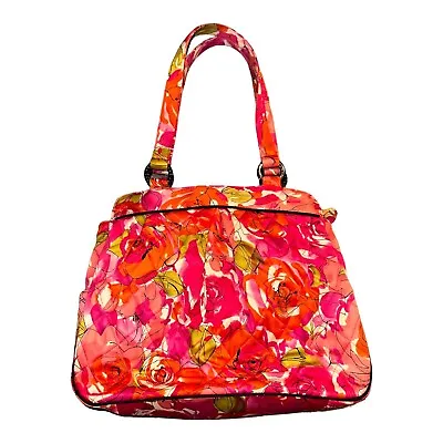 Vera Bradley Wilma Style Vintage Rose Pattern Bright Pink Orange EUC • $60