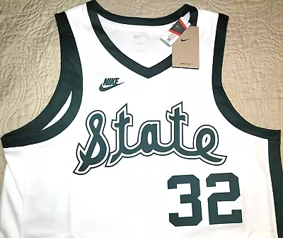 New Nike Mens Small Michigan State Spartans🏀retro White Jersey#32-msrp $75.00 • $29