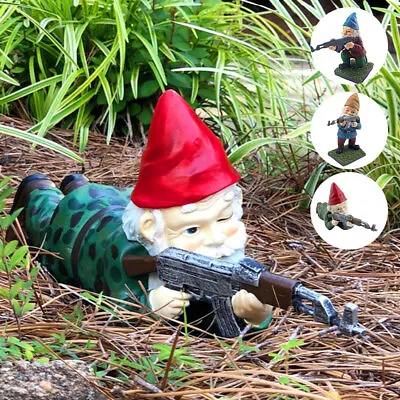 Garden Gnome Statue Resin Waterproof Funny Dwarf Figurine Sculpture Home Lawn ◈ • $20.51