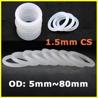 Silicone Rubber O Rings Sealing Metric Food Grade 1.5mm Cross Section 5~80mm OD • £1.55