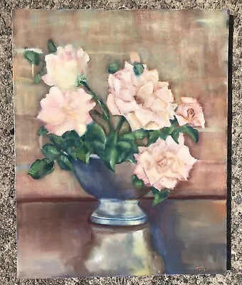 Vintage Still Life Oil Painting Signed On Canvas 16 X 20  No Hanger • $94.99