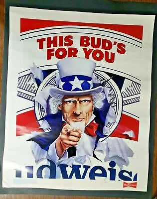 Vintage 1986 Uncle Sam Budweiser Beer Store Sign Old Stock • $12.99