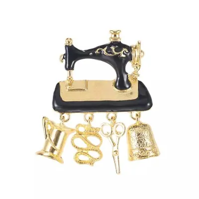 ZARD Vintage Sewing Machine With Dangling Sewing Charms Brooch Pin • $17.99