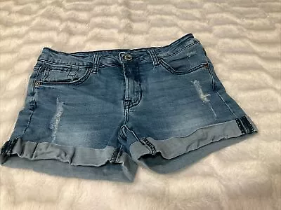 7 For All Mankind Girls Size 14 Distressed Denim Cuffed Shorts • $6