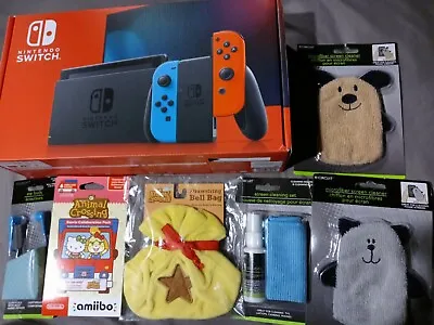 Nintendo Switch Console LOT Bundle Animal Crossing Sanrio Amiibo Cards + MORE!  • $349.99