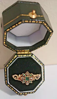 Vintage Rare Georgian 15ct Old European Cut Diamond & Emerald Cluster Ring • $64.12