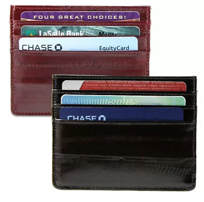 Eel Skin Leather Men Slim Thin Flat Light Credit Card Holder Case Sleeve Wallet • $17.14