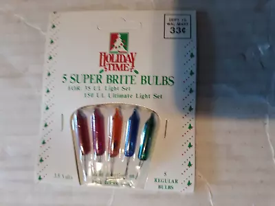 Vintage NIP Holiday Time 5 Super Brite Replacement Bulbs Christmas 3.5V • $12