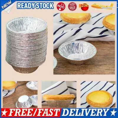 £8.20 • Buy 100*Egg Tart Mold Disposable Foil Trays Muffin Cases Egg Tart Tins Mince Pie Set