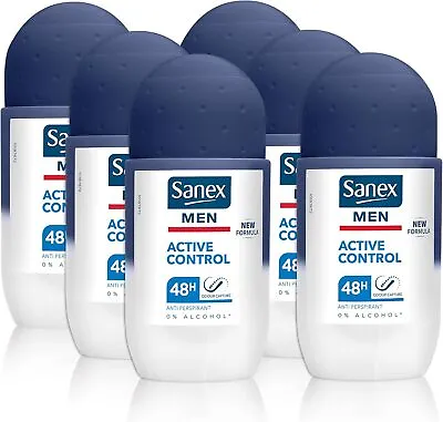 Sanex Men Active Control Antiperspirant Roll On Deodorant 50ml Pack Of 6 Whit • £12.54