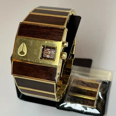 Nixon The Rotolog Gold Watch Working Condition Turn On Light W/Links & Box Rare • $688