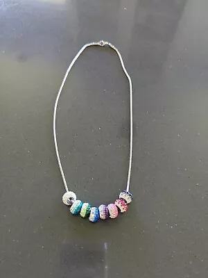 Steel By Design Colorful Sparkling Crystal Rondelle Snake Chain Necklace 20   • $19