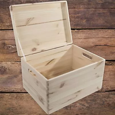 XLarge Wooden Decorative Box With Lid Storage Chest Keepsake Craft Decoupage • £36.95