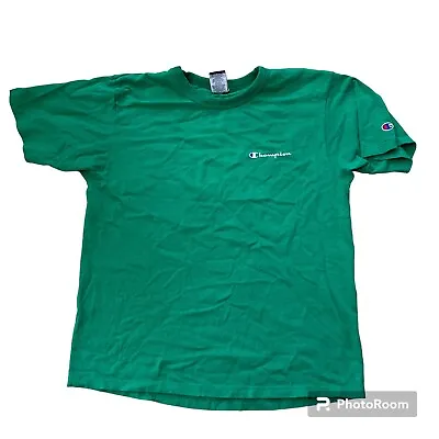 Vintage 90s Champion Single Stitch Green T Shirt Men's Large Signature 80s USA • $19.99