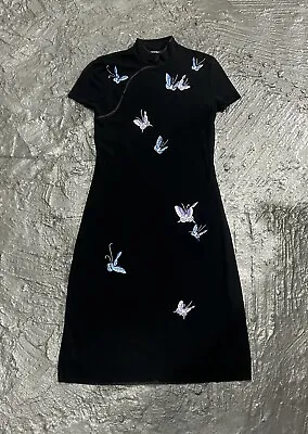 VIVIENNE TAM Vintage Black Mesh Embroidered Butterfly Dress RARE!! • $326