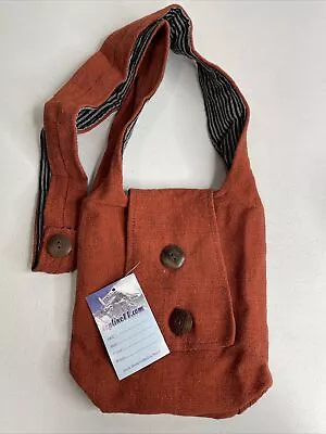 Homemade Crossbody Bag Boho Hippy Made In Nepal Burnt Orange -8X9X3 NWT • $17.99