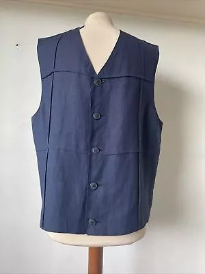 Millibar Waistcoat Size 52/34 (large) Blue Linen Mix VGC • £19.99