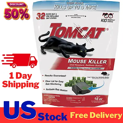 Mouse Mice Rat Killer 32 Blocks Bait Poison Rodent Station Trap Control 0.5-oz • $25.91