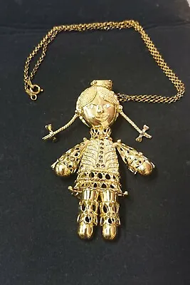 9CT Gold Plated/Silver Hallmarked 925 Rag Doll CZ Pendant And Weight 56.66 Grams • £300