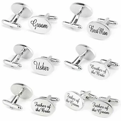 Wedding Cufflinks Silver  Gift Groom Groomsman Best Man Usher Page Boy Cuff Link • £3.49