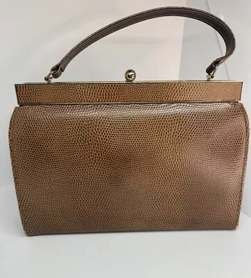 Vintage Town And Country Brown Snakeskin Purse With Gold Accents • $28.99