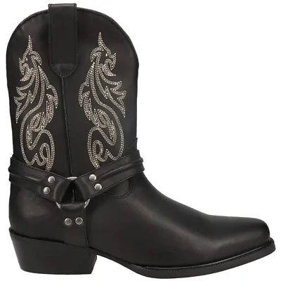 Dingo Dragon Embroidery Square Toe Cowboy  Mens Black Dress Boots DI218-BLK • $56.37