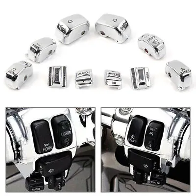 $18.92 • Buy Chrome Hand Control Switch Cover Housing Button Cap Set Fit Harley Touring 96-13