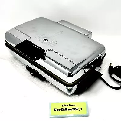 Vintage Universal General Electric Skillet WAFFLE IRON GRILL GRIDDLE Chrome # 15 • $109.88