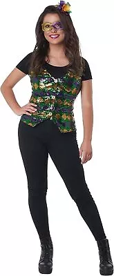 Sequin Carnival Vest Set Mardi Gras Fancy Dress Up Halloween Adult Costume • $38.57